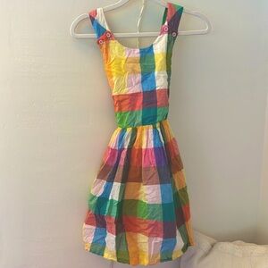 EUC Mini Boden cotton madras print girls sundress size 8-9Y
